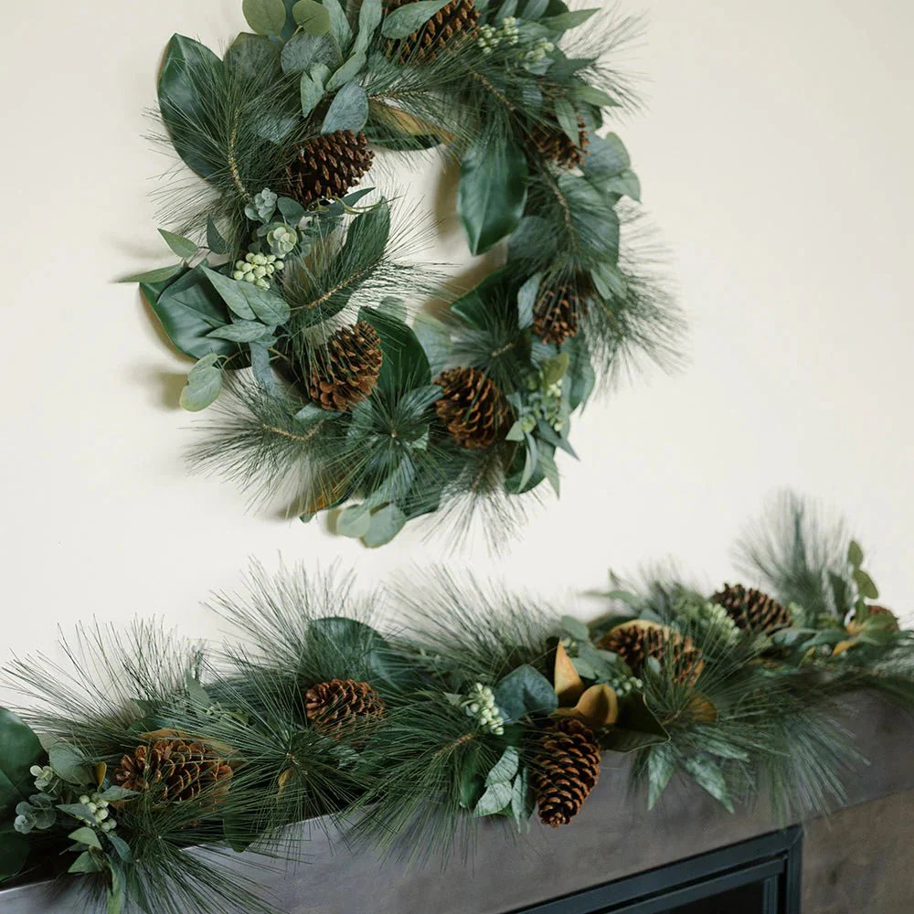 28 Magnolia, Eucalyptus, Pinecone, & Needle Pine Wreath