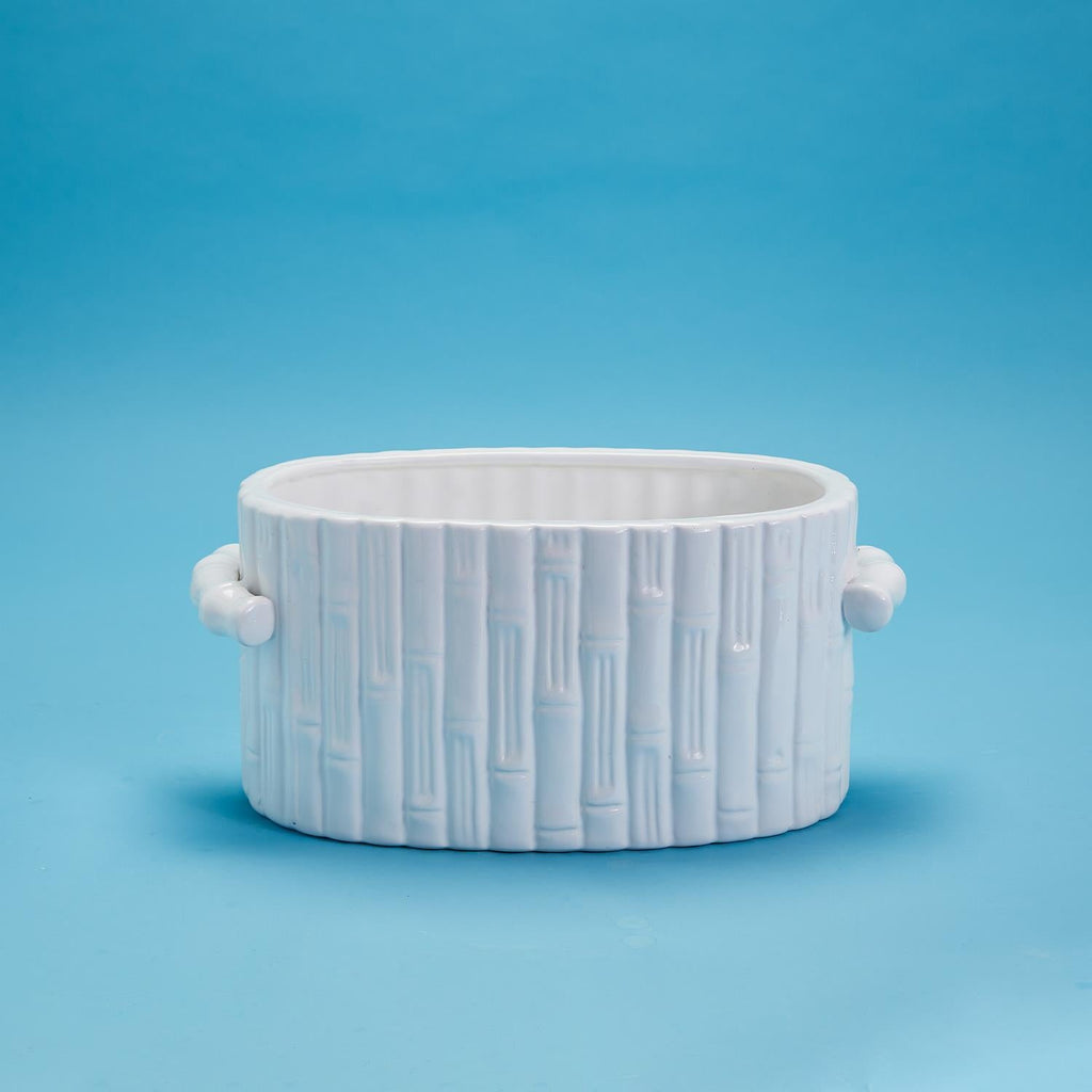 Faux Bamboo Oval Centerpiece / Cachepot with Handles