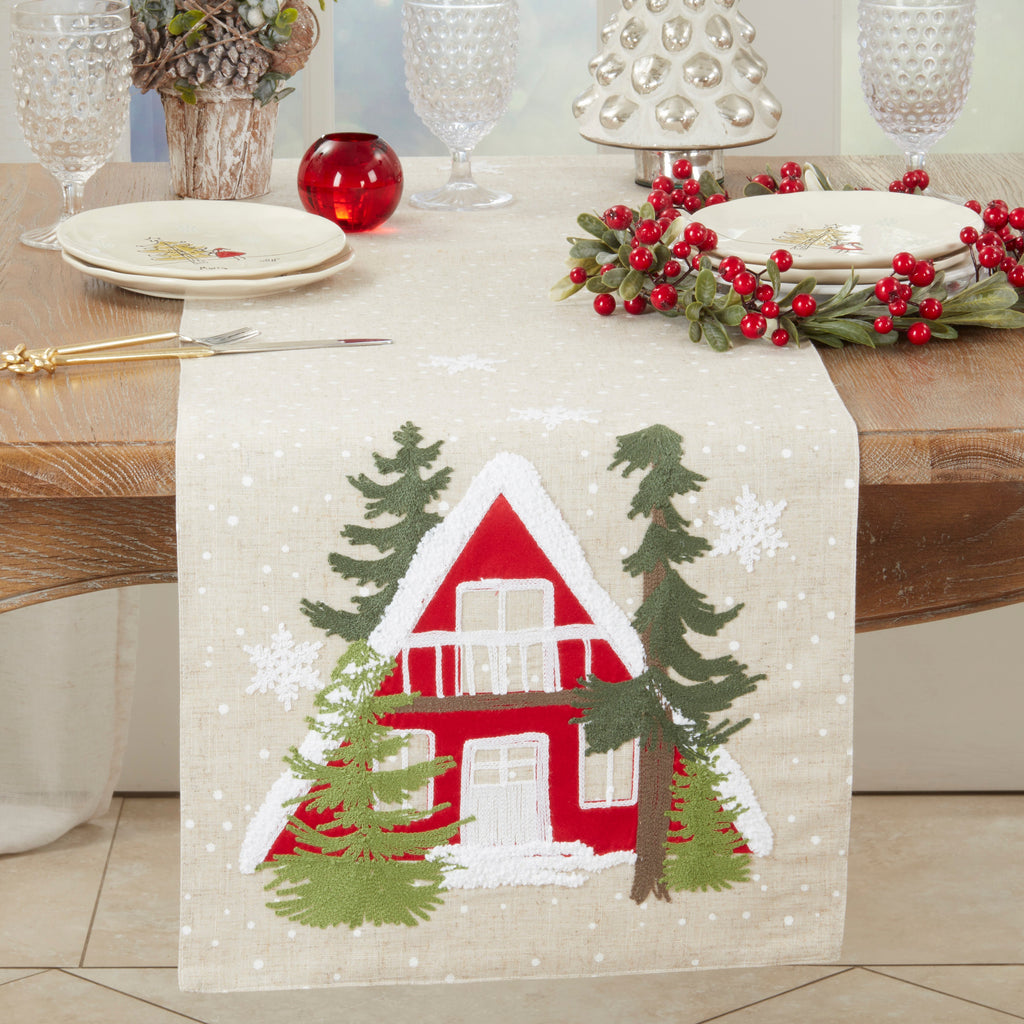 Cozy Christmas Cottage Table Runner