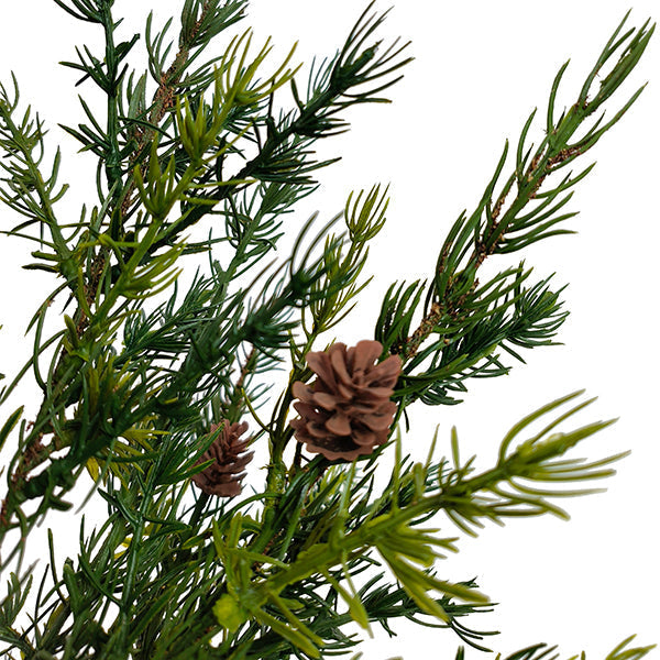 2' Pine Tree with Lifelike Branches and Rustic Pinecones in Brown Wired Basket