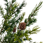 2' Pine Tree with Lifelike Branches and Rustic Pinecones in Brown Wired Basket