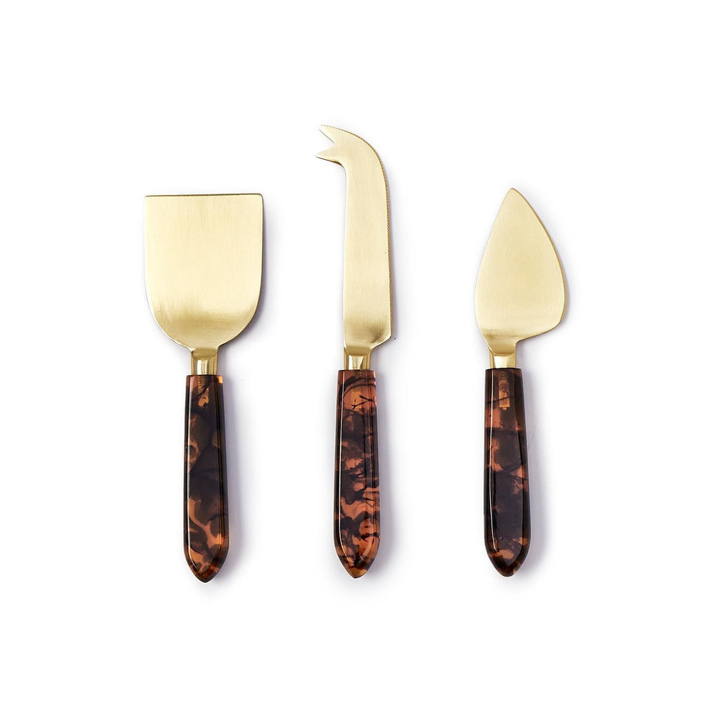 Tortoise Swirl Cheese Knives in GB, Set of 3