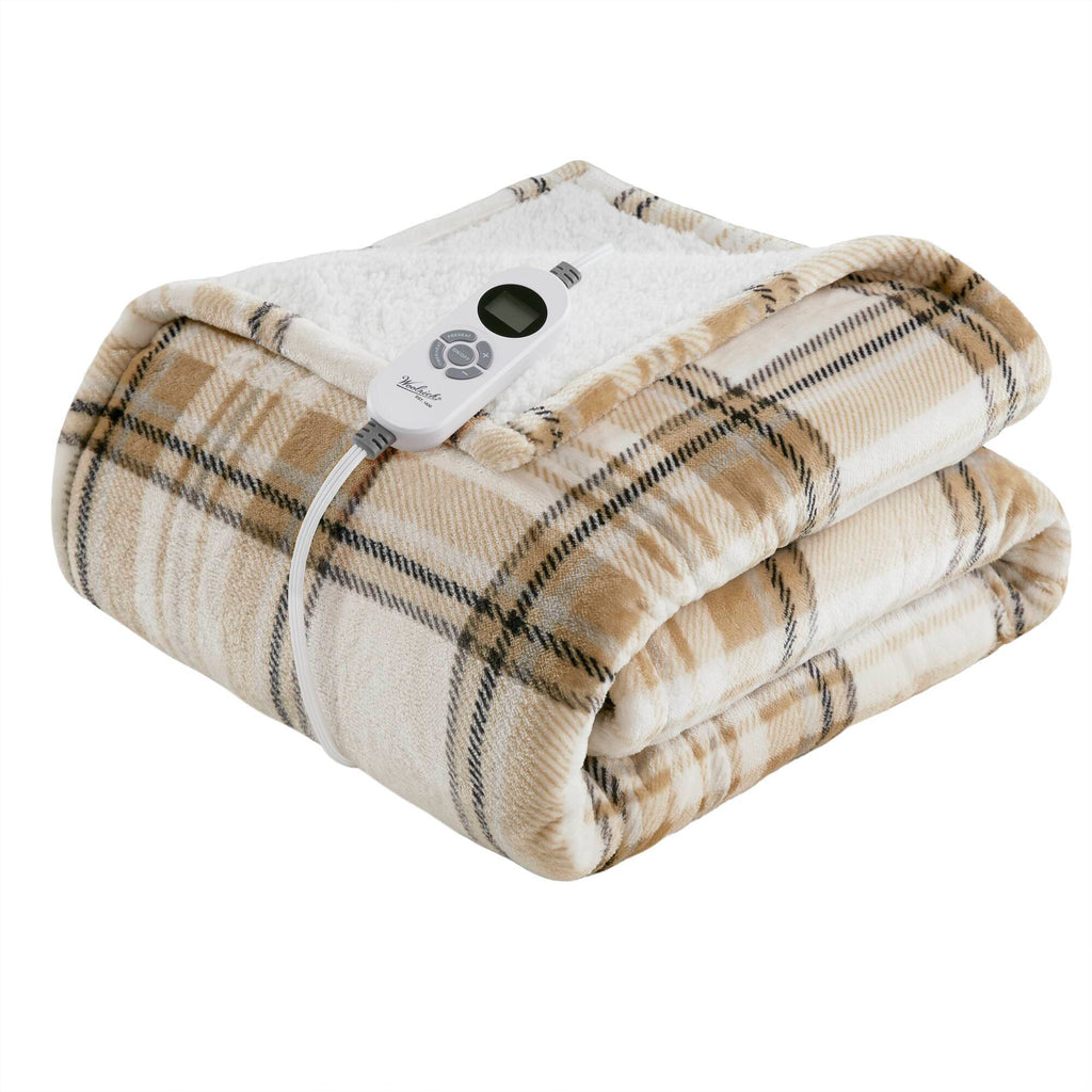Tan Plaid 50x60' Heated Throw