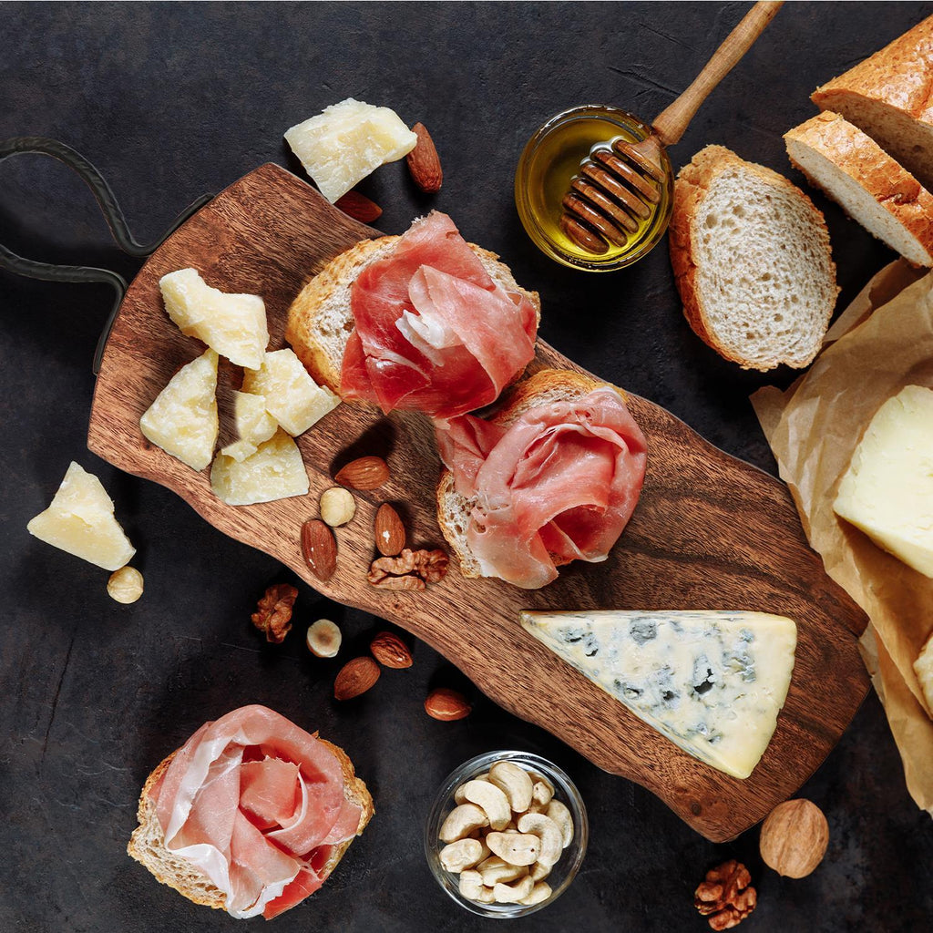 Rustic Edge Serving Boards w/Hammered Iron Handle, Set of 2