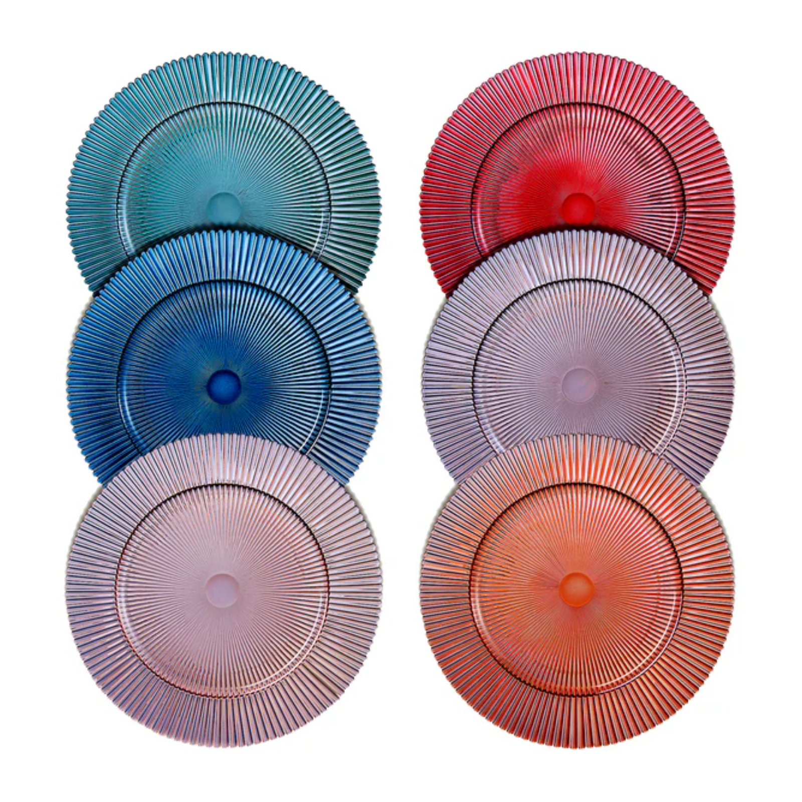 Tonal Ribbed Glass Plate, Set of 6