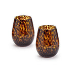 Tortoise Print Stemless Wine Glass, Set of 4