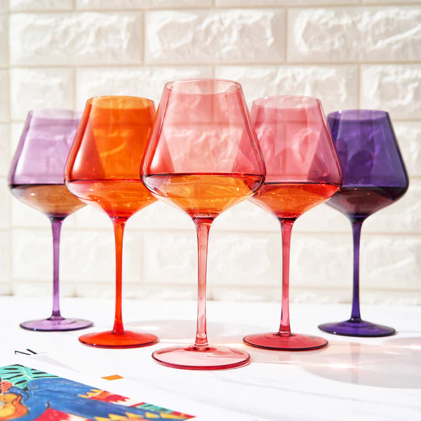Stagioni Stemmed Wine Glassware, Set of 5, Summer Sunset