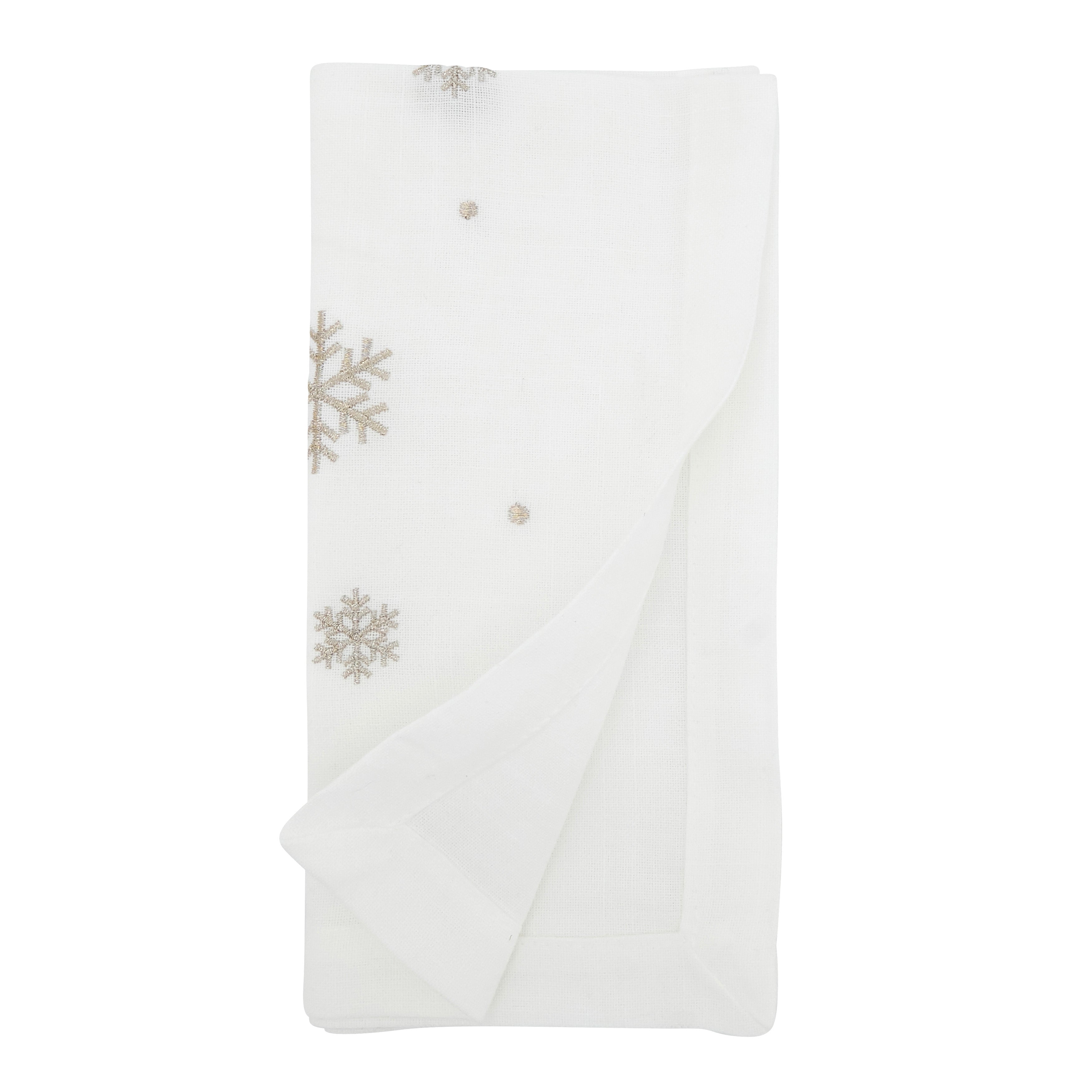 Frosty Flakes Embroidered Snowflake Napkin, Set of 4