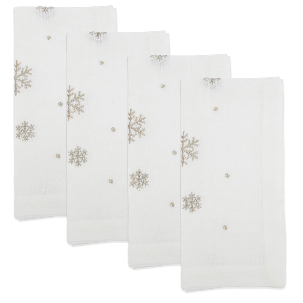 Frosty Flakes Embroidered Snowflake Napkin, Set of 4