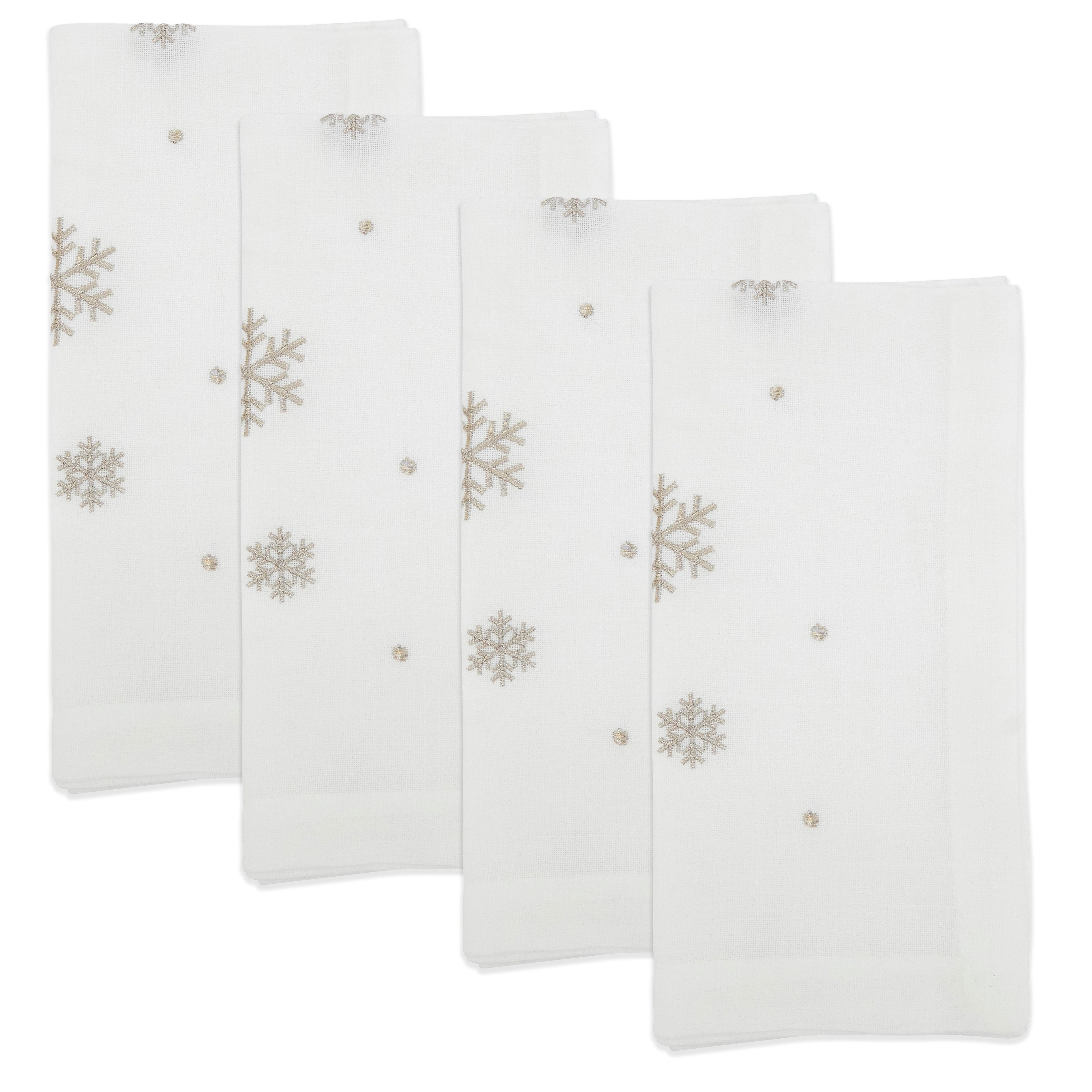 Frosty Flakes Embroidered Snowflake Napkin, Set of 4
