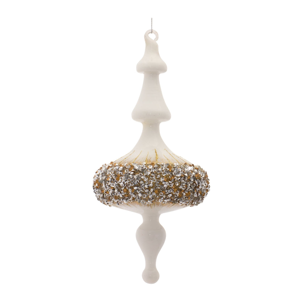 Modern Glass Finial Ornament with Gold Bead Accent, Set of 6