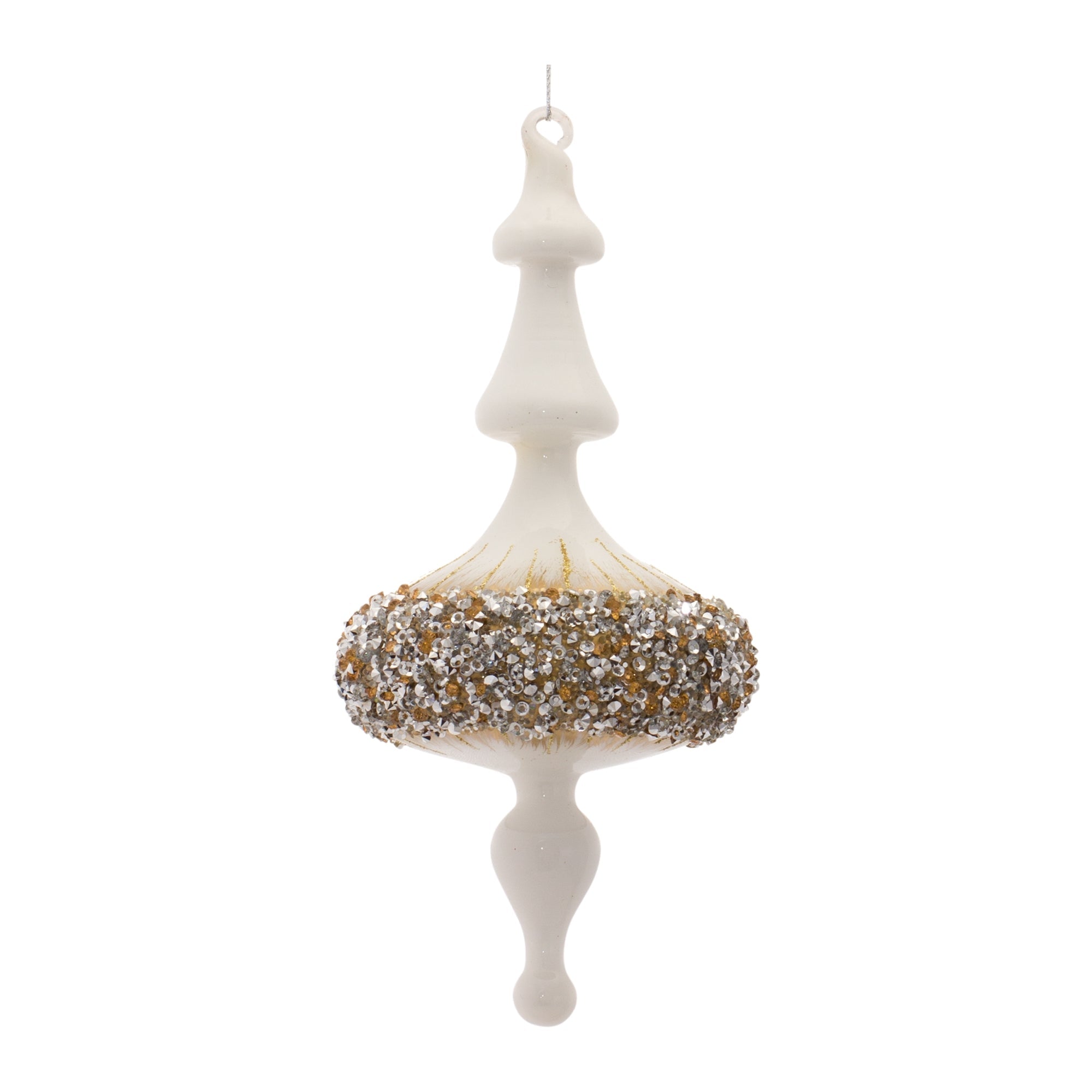 Modern Glass Finial Ornament with Gold Bead Accent, Set of 6