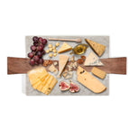 Perfectly Polished Marble Charcuterie / Tapas / Cheese Serving Board with Acacia Wood Accent