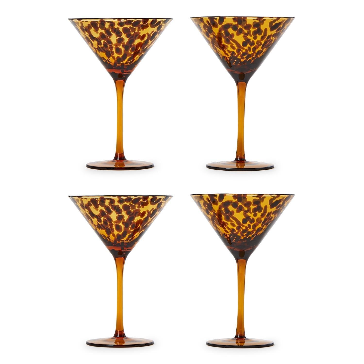 Tortoise Print Martini Glass, Set of 4