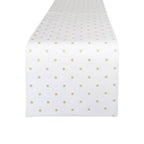 Metallic White & Gold Reversible Polka Dot Table Runner