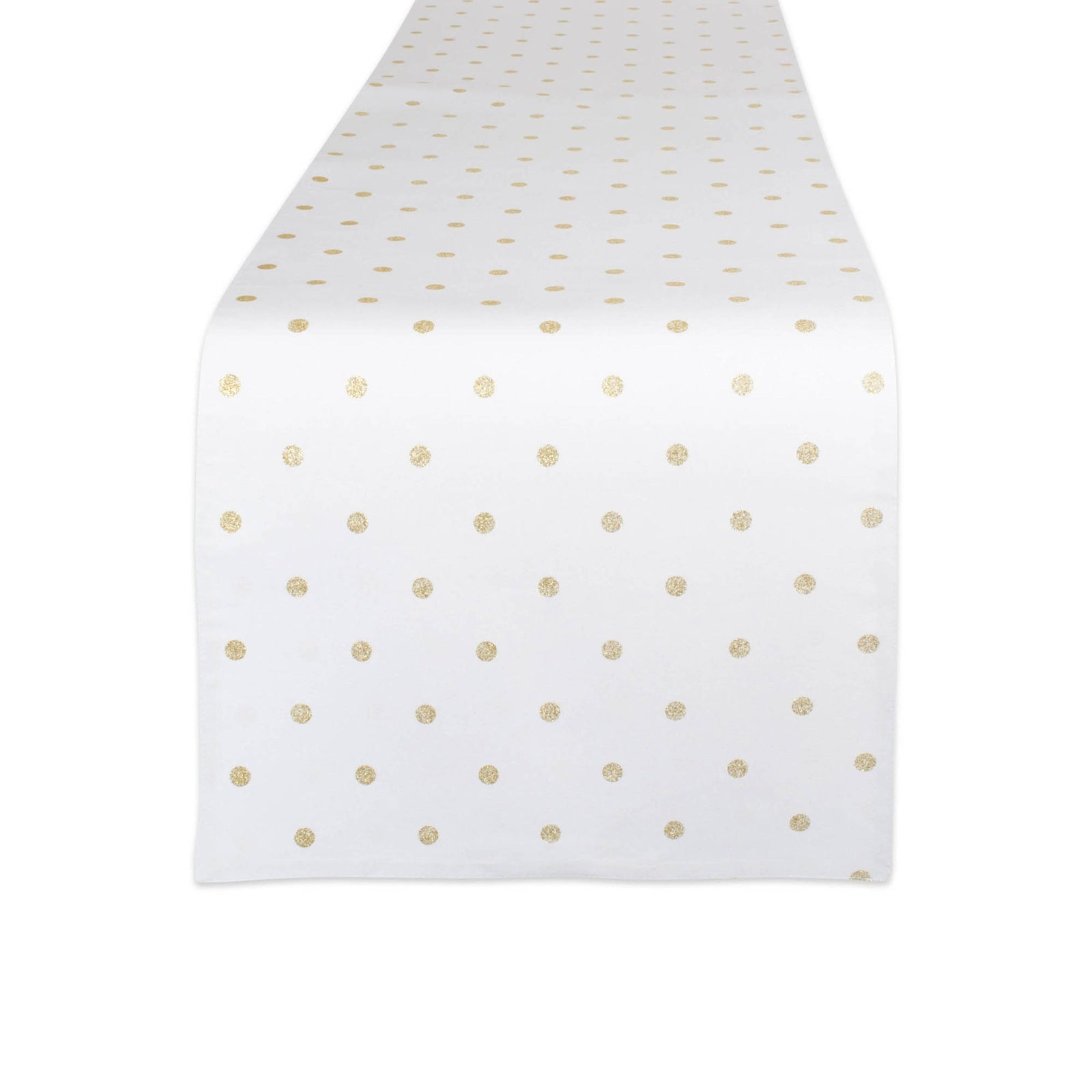 Metallic White & Gold Reversible Polka Dot Table Runner
