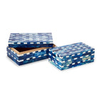 Indigo Covered Box, Set of 2