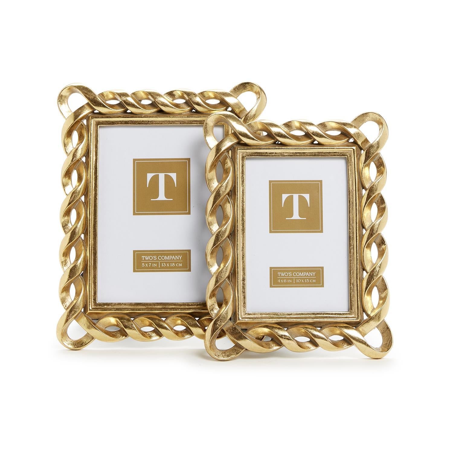 Gold Ribbon Photo Frame Incl 2 Sizes, Set of 2