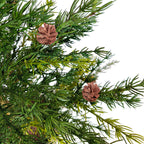 3' Pine Tree in Rustic Brown Basket with Mini Pinecones