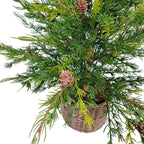 3' Pine Tree in Rustic Brown Basket with Mini Pinecones