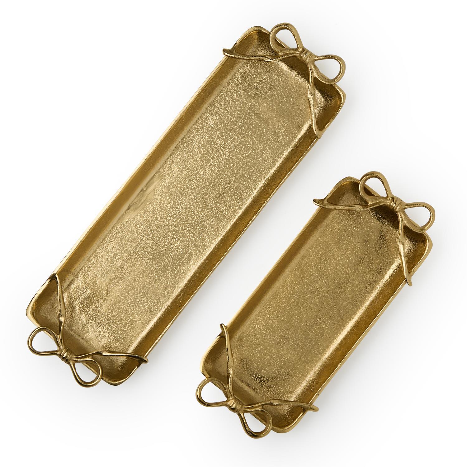Gold Bows Serving Trays Includes 2 Sizes, Set of 2