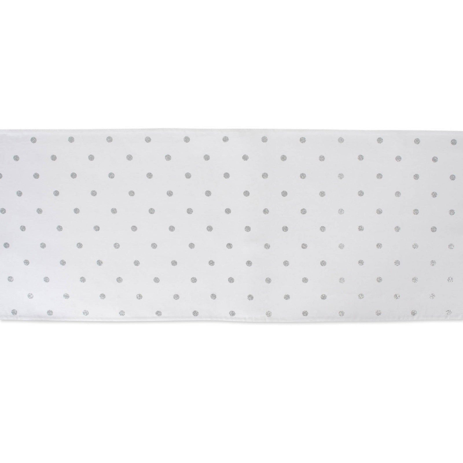 Metallic White & Silver Reversible Polka Dot Table Runner
