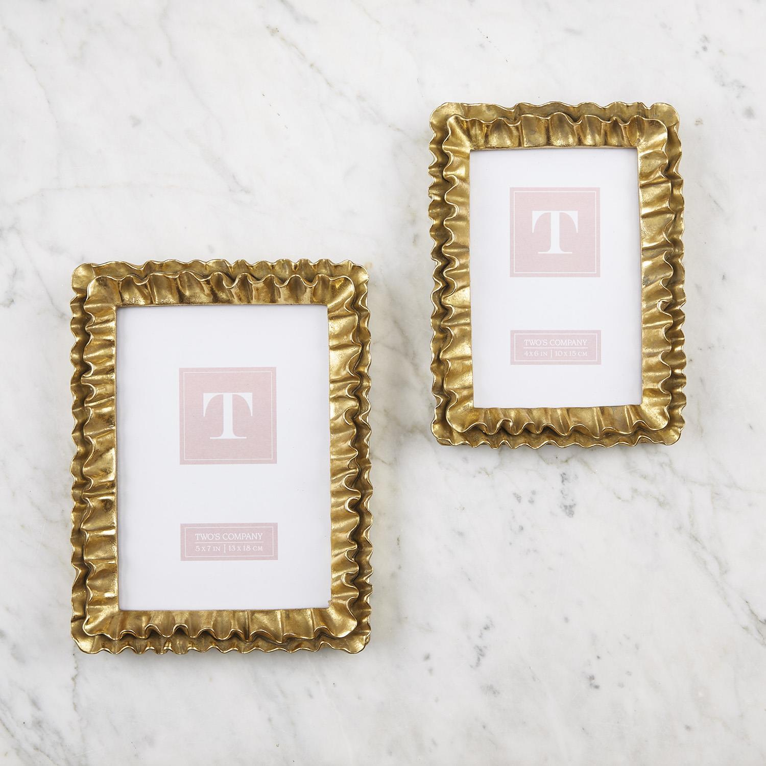Gold Ruffles Photo Frame, Set of 2