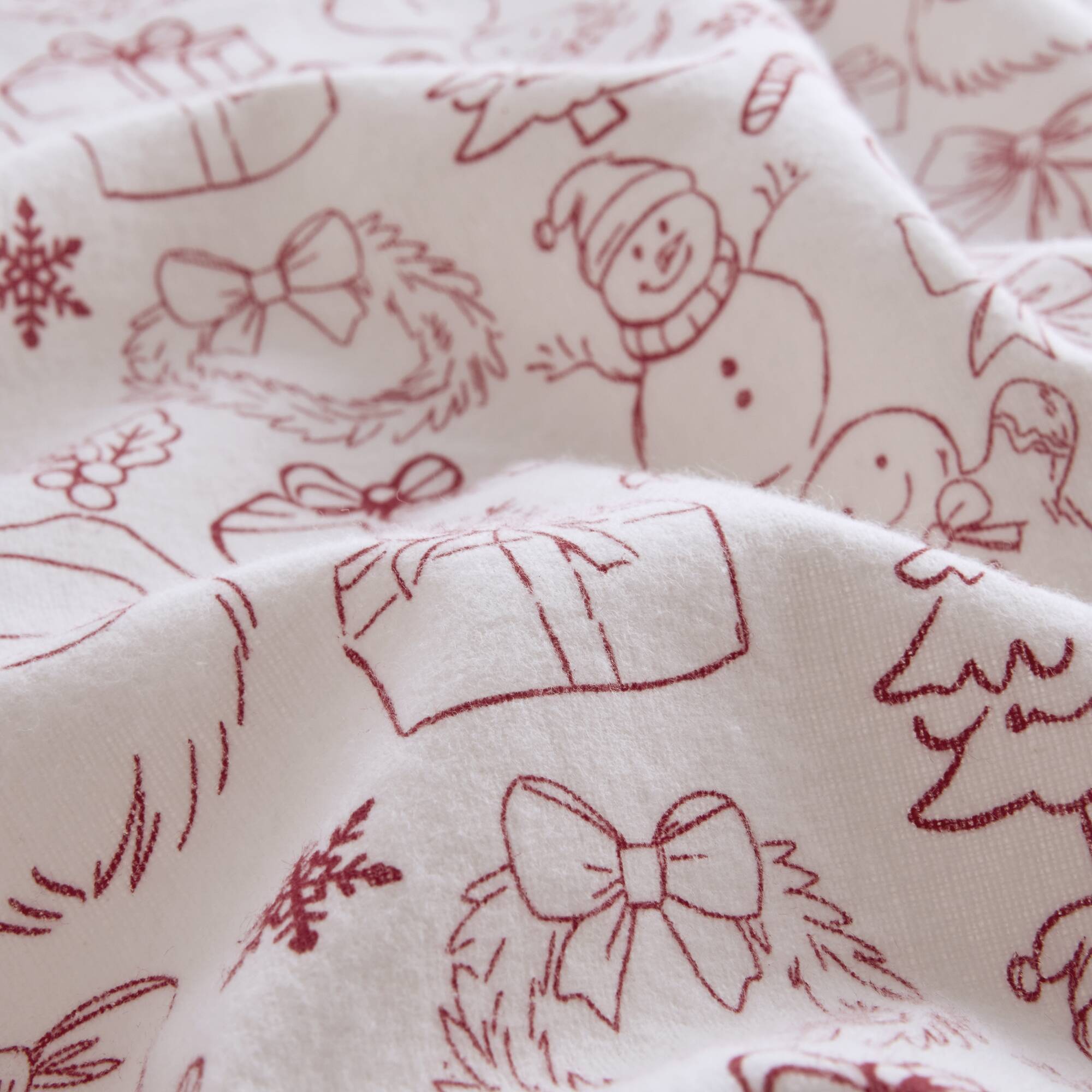 Holiday Doodles 100% Cotton Flannel Pigment Printed Sheet Set