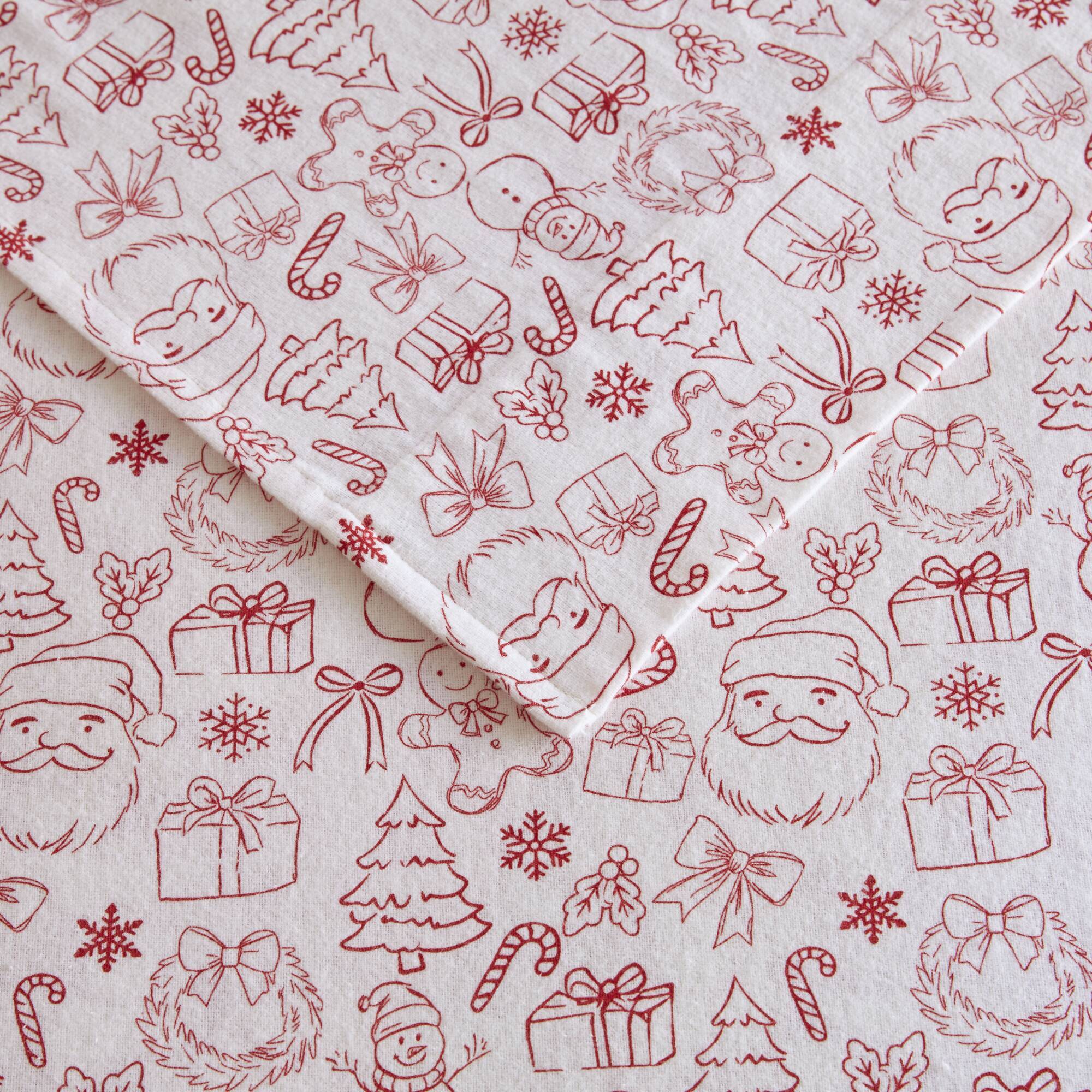 Holiday Doodles 100% Cotton Flannel Pigment Printed Sheet Set