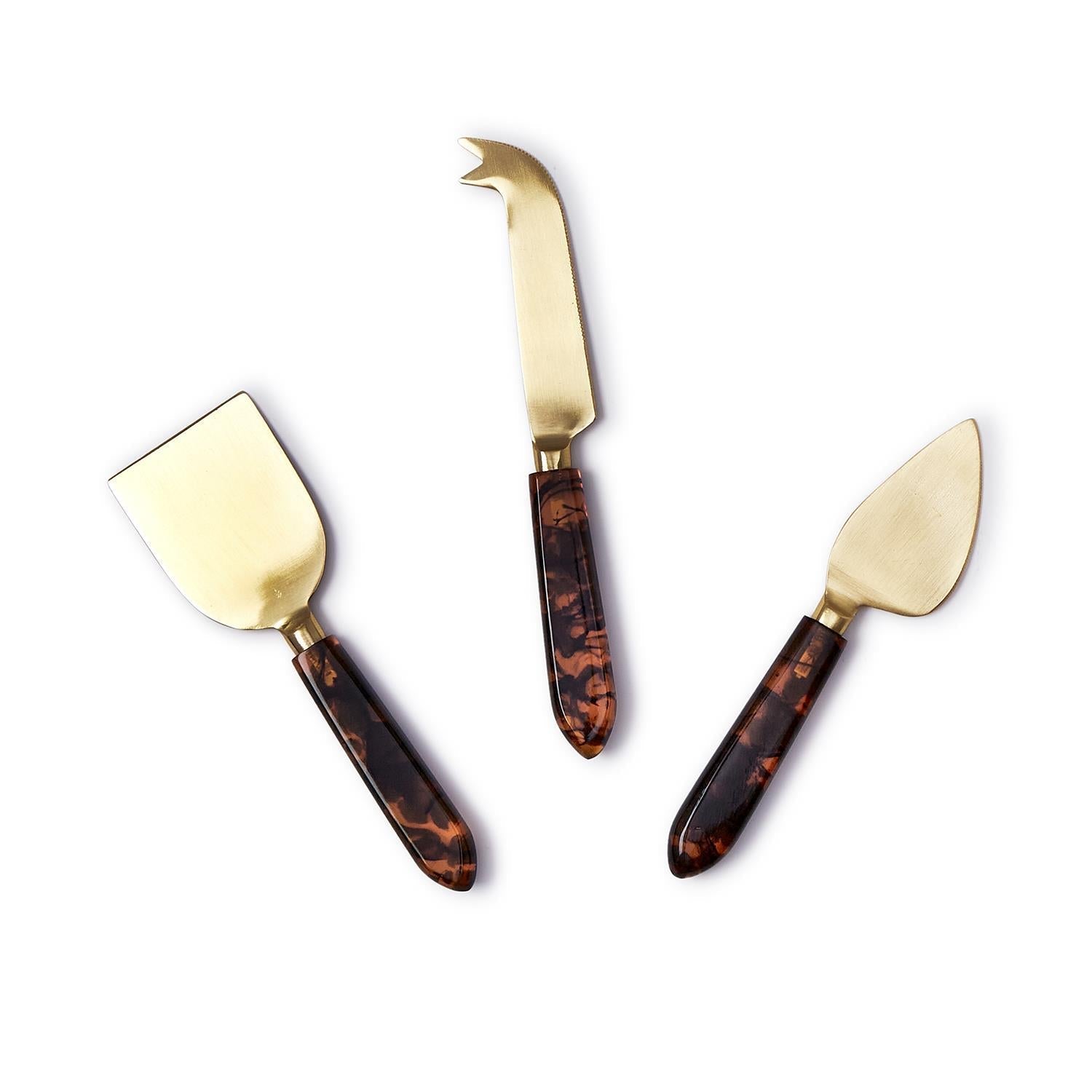 Tortoise Swirl Cheese Knives in GB, Set of 3