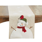 Linen Blend Snowman Table Runner