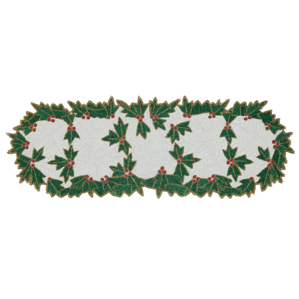 Beaded Holly Table Runner