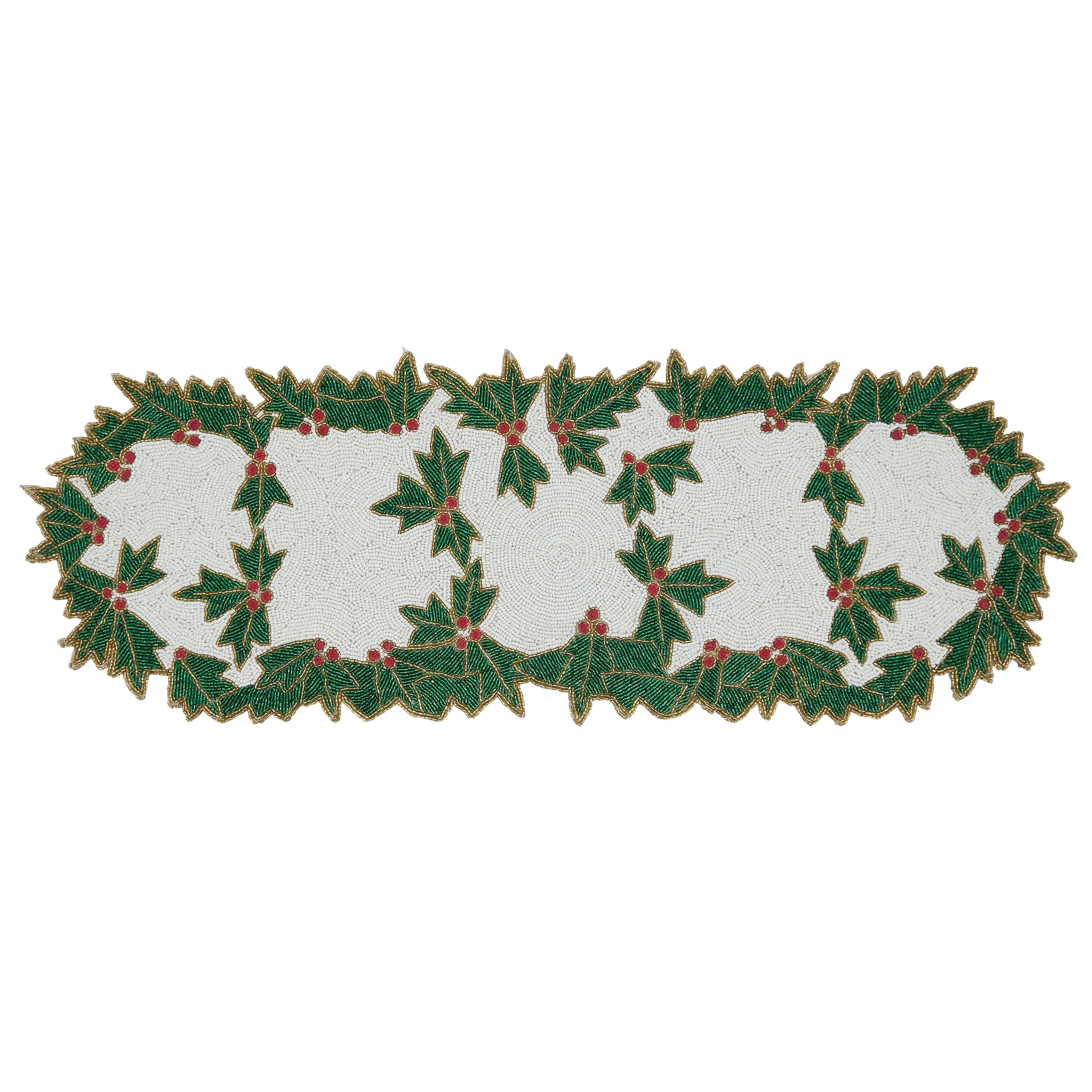 Beaded Holly Table Runner