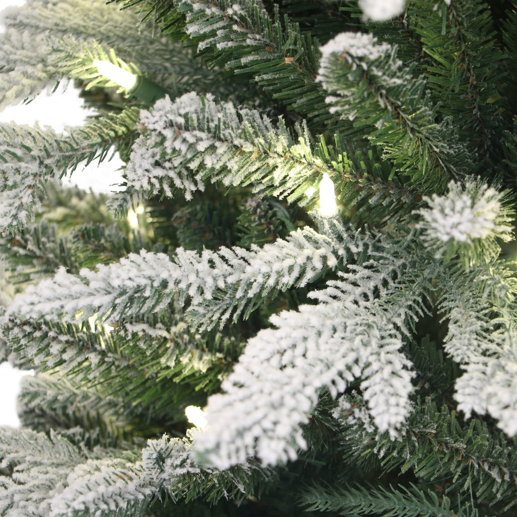 4.5 ft Pre-lit Potted Flocked Arctic Fir Artificial Christmas Tree with Clear Lights
