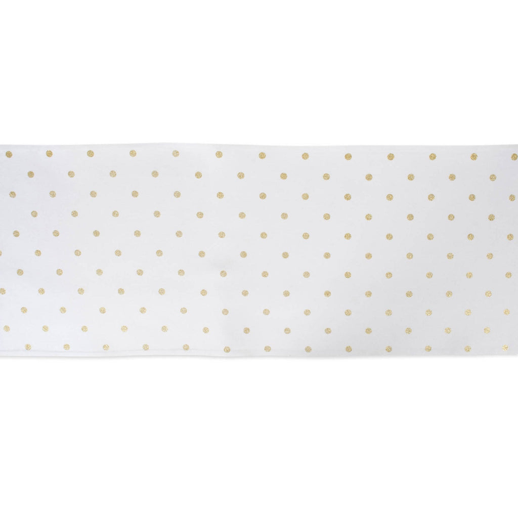 Metallic White & Gold Reversible Polka Dot Table Runner
