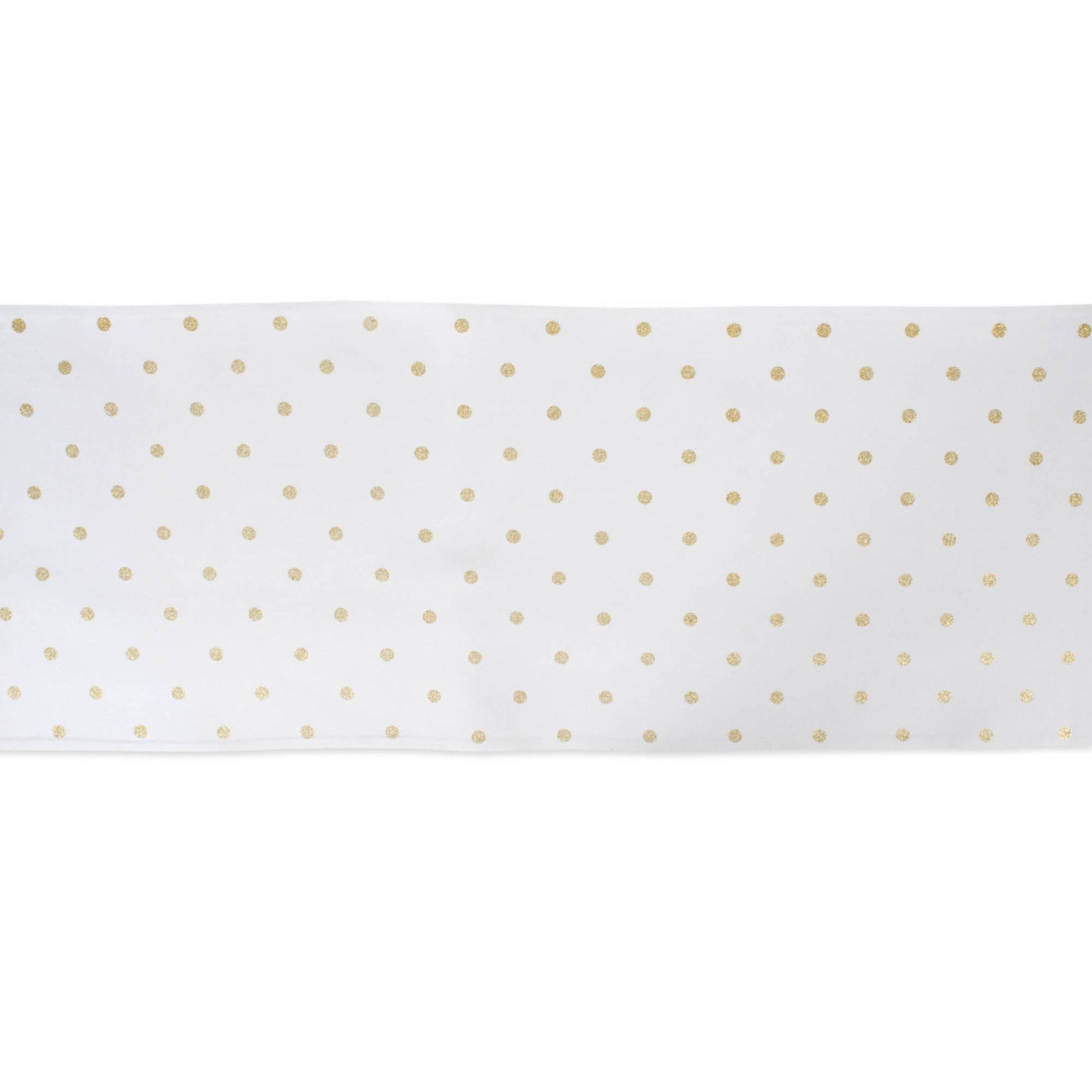 Metallic White & Gold Reversible Polka Dot Table Runner