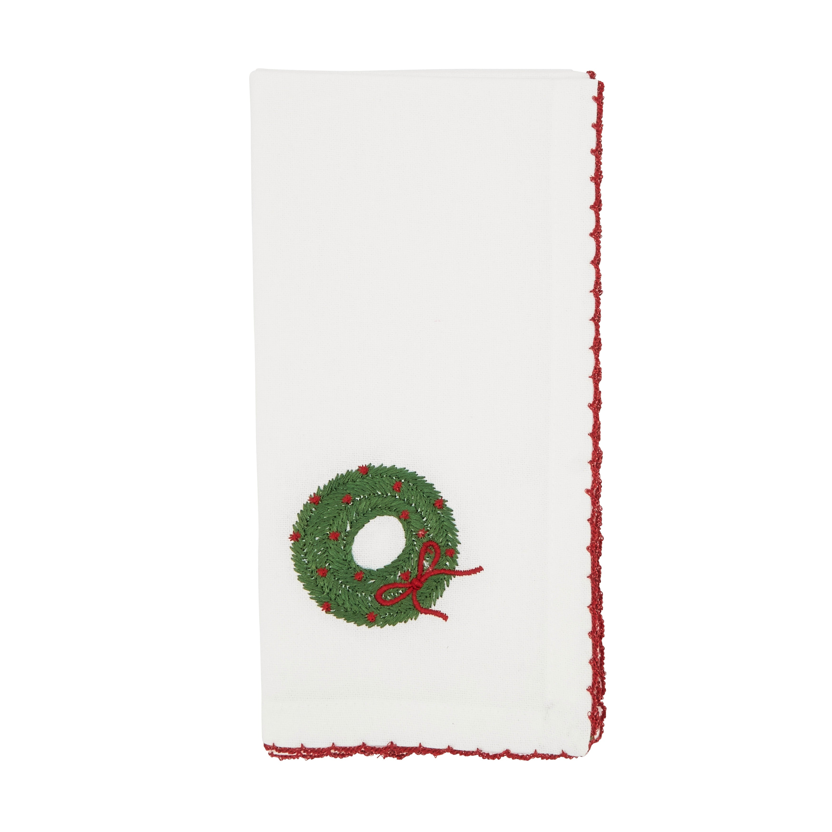 Holly Jolly Whip Stitch Wreath Napkin, Set of 4