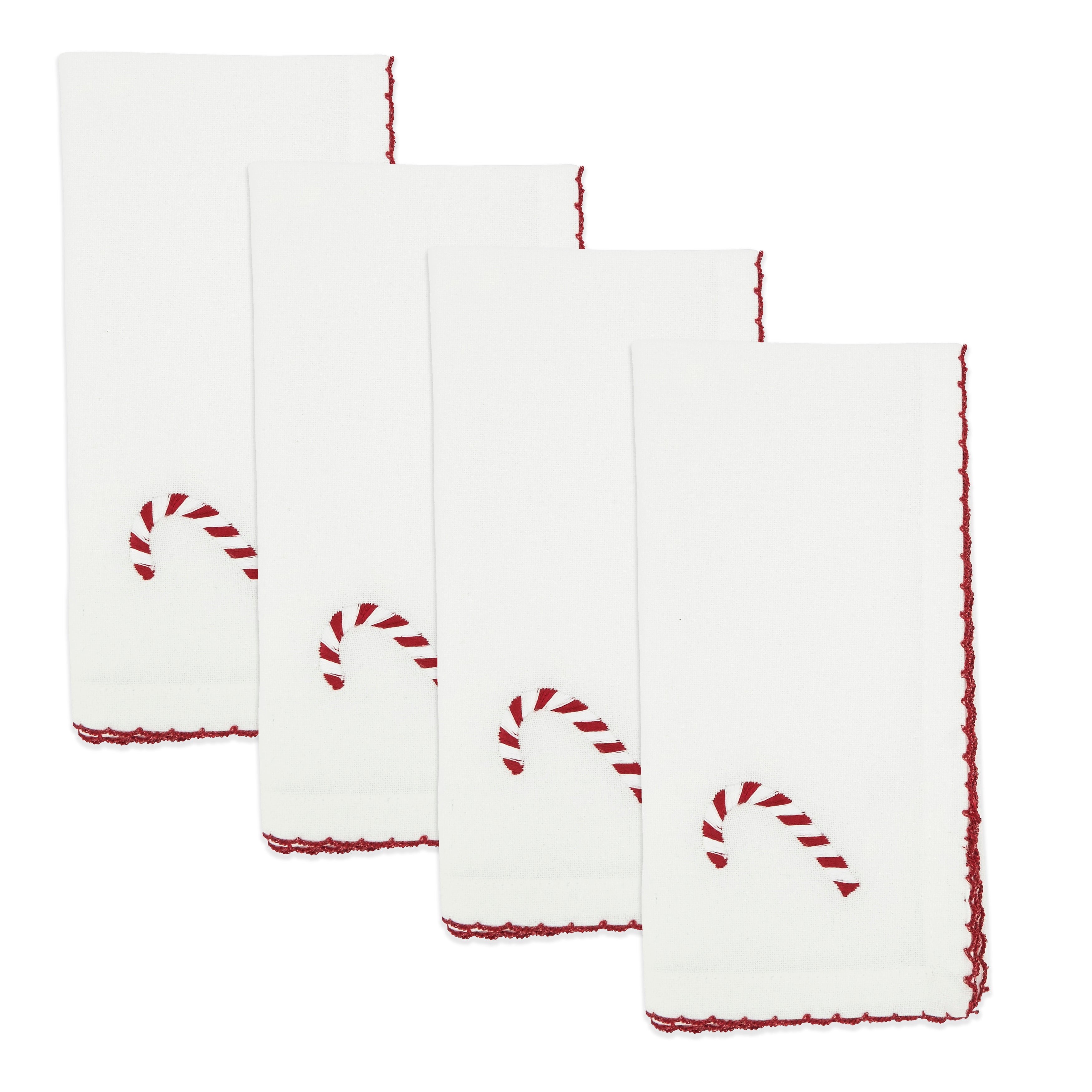 Whimsical Wonders Whip Stitch Candy Cane Napkin, Set of 4