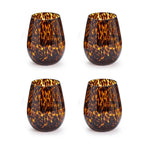 Tortoise Print Stemless Wine Glass, Set of 4