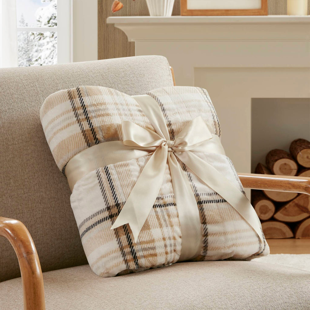 Tan Plaid 50x60' Heated Throw