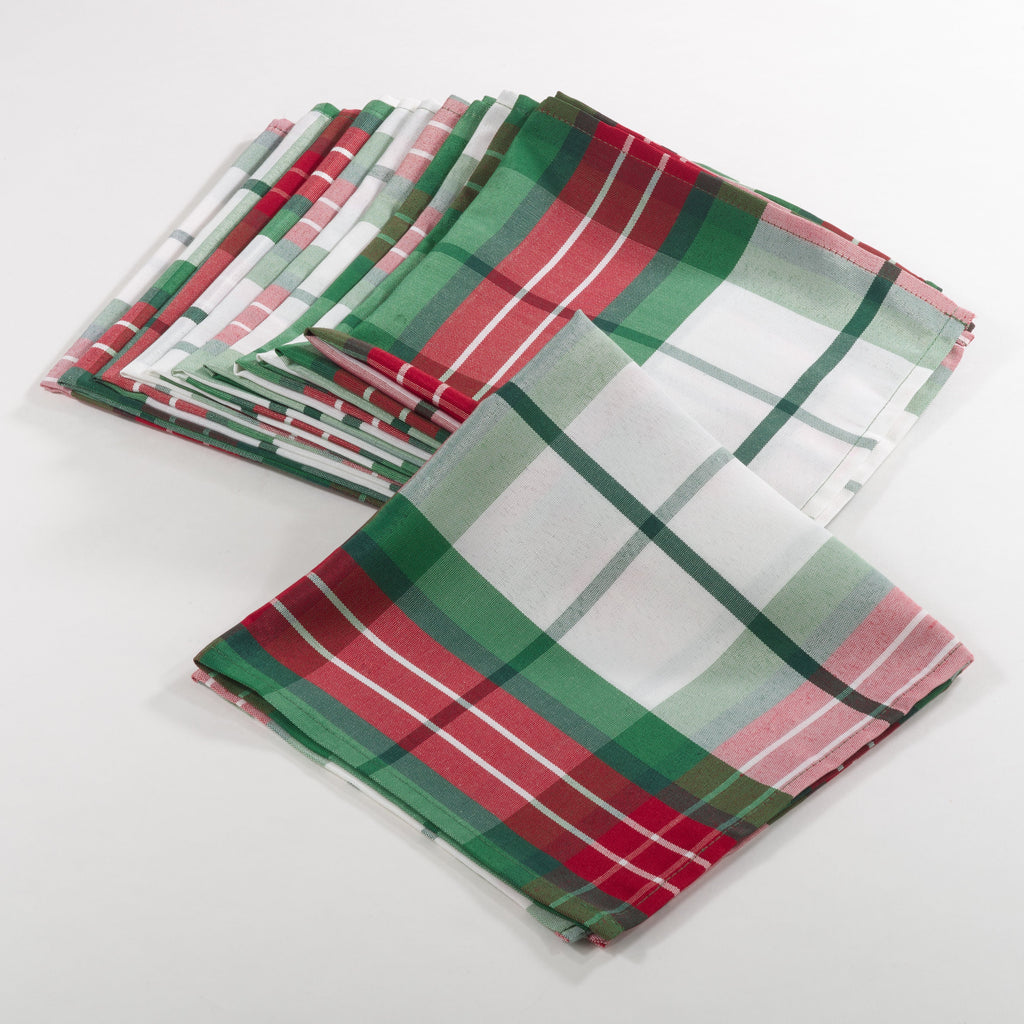 Vernor Collection Plaid Design Holiday Dinner Napkin, Set of 12