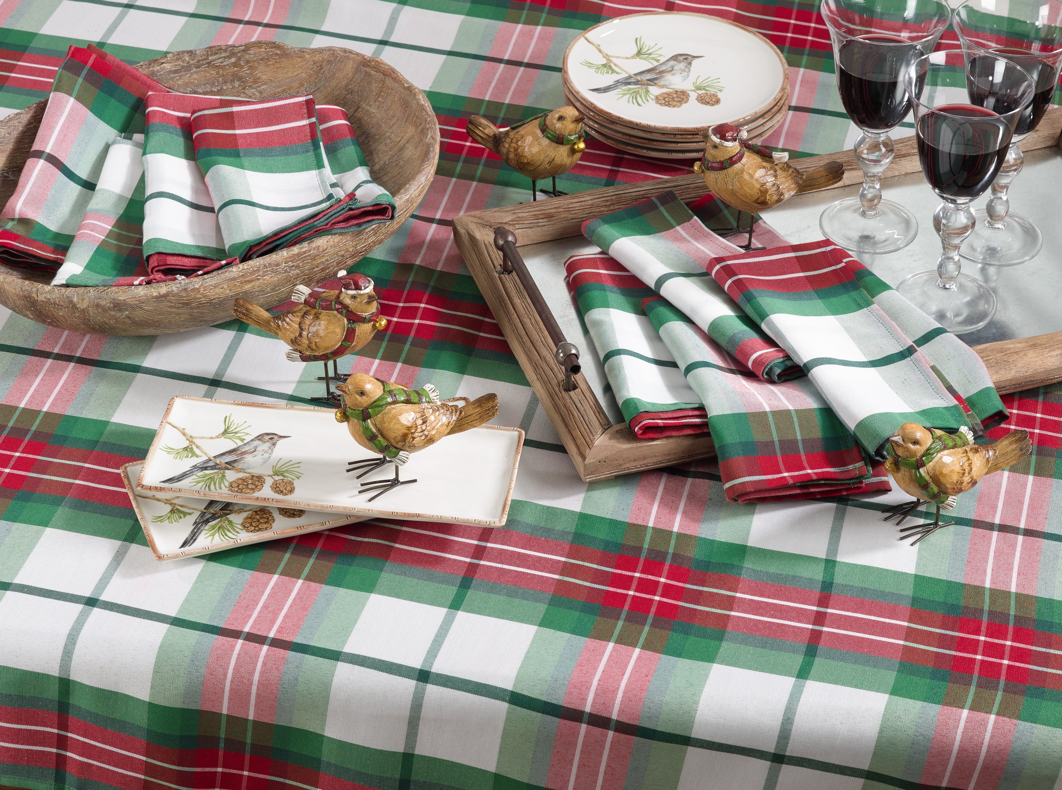Vernor Collection Plaid Design Holiday Dinner Napkin, Set of 12