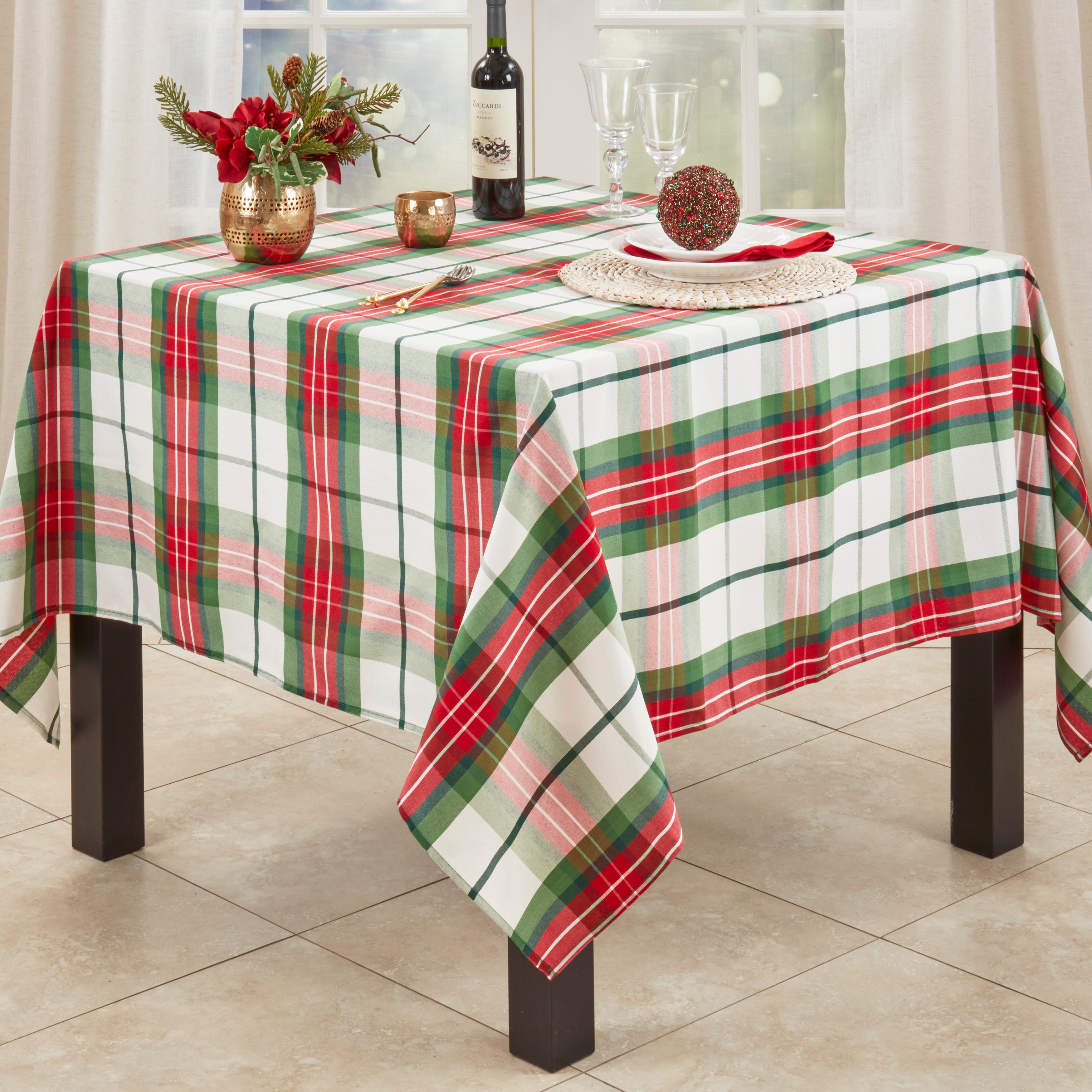 Plaid Design Christmas Holiday Tablecloth
