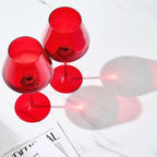 Stagioni Stemmed Wine Glassware, Set of 2, Holiday Red
