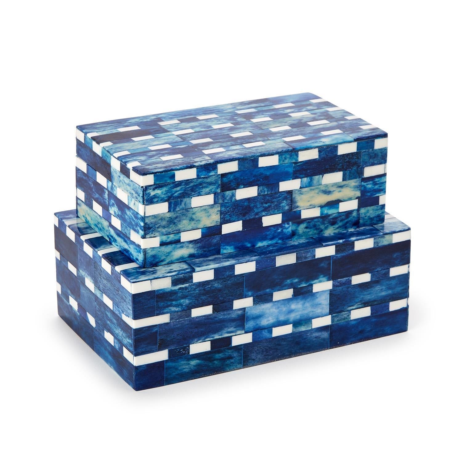 Indigo Covered Box, Set of 2