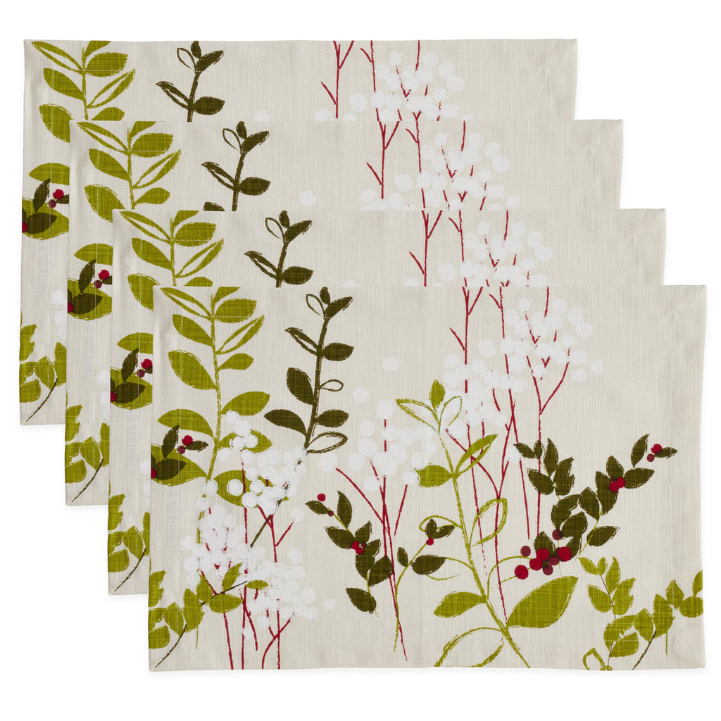 Holiday Botanical Print Placemat, Set of 4