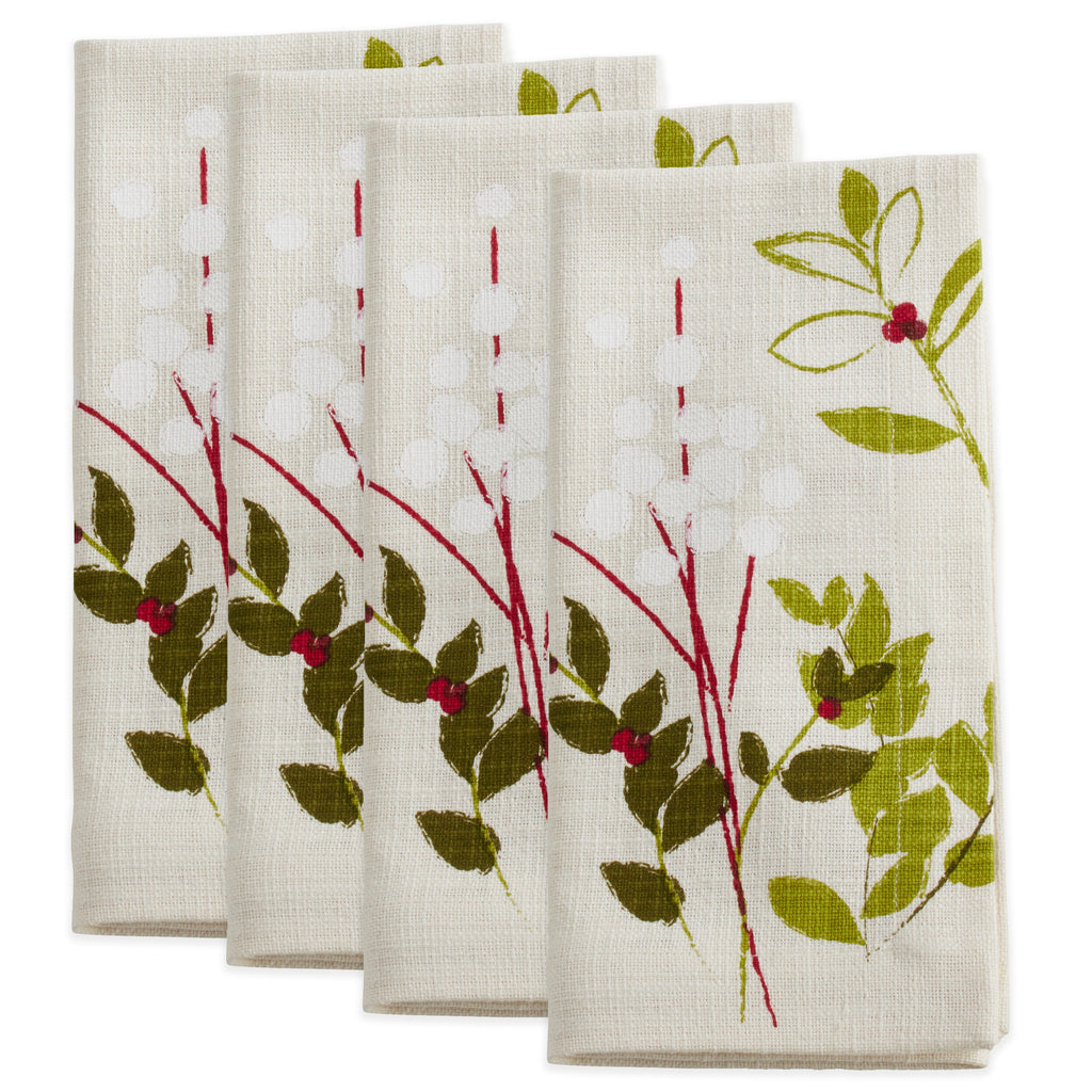 Holiday Botanical Print Table Napkin, Set of 4