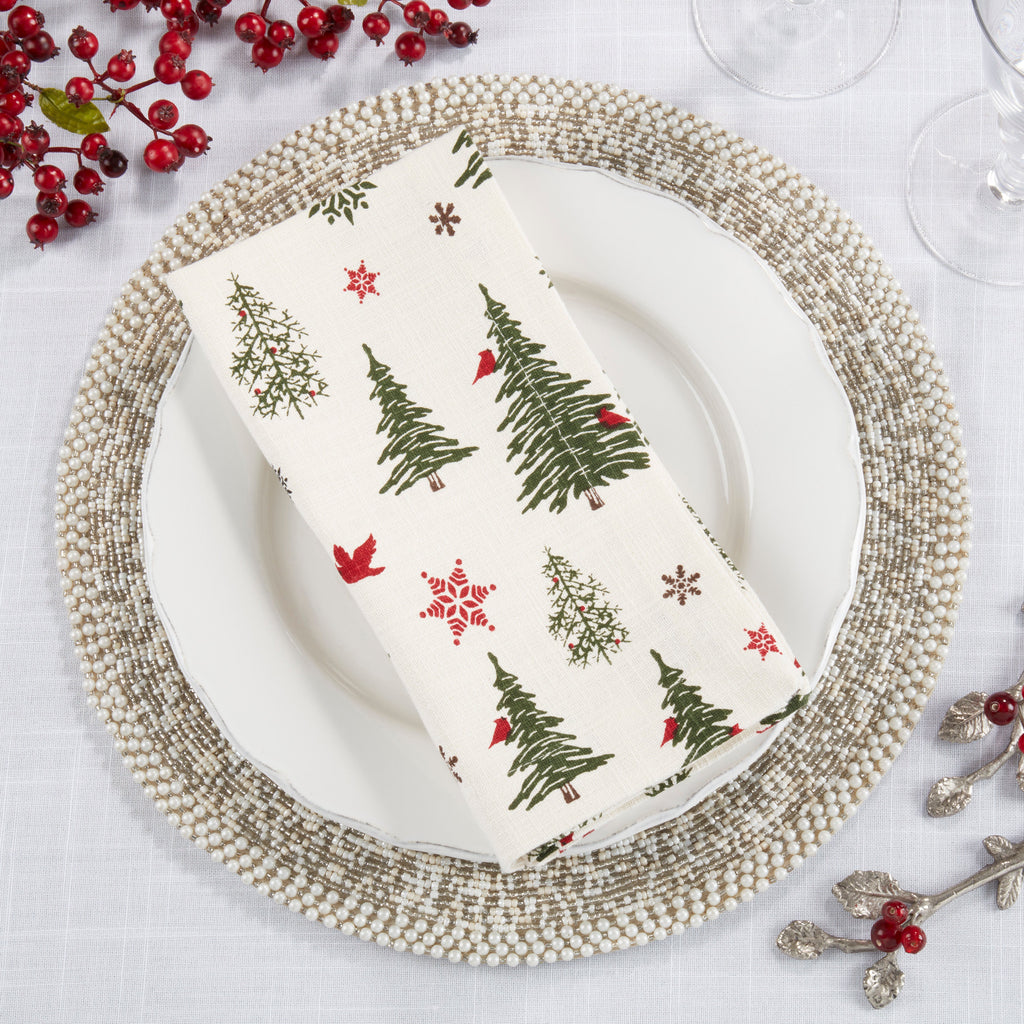 Christmas Tree & Snowflakes Table Napkin, Set of 4