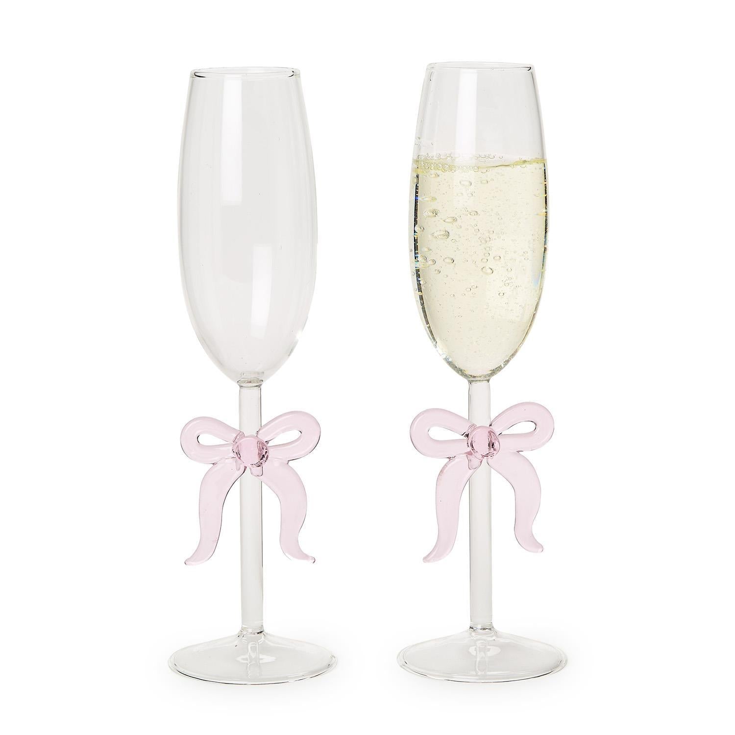 Pink Bow Champagne Glass