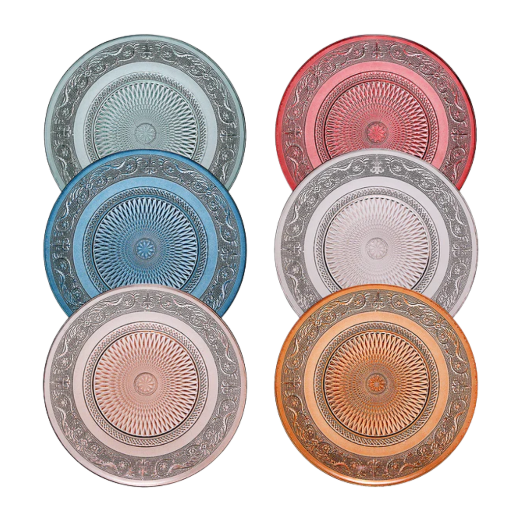 Tonal Vintage Glass Plate, Set of 6